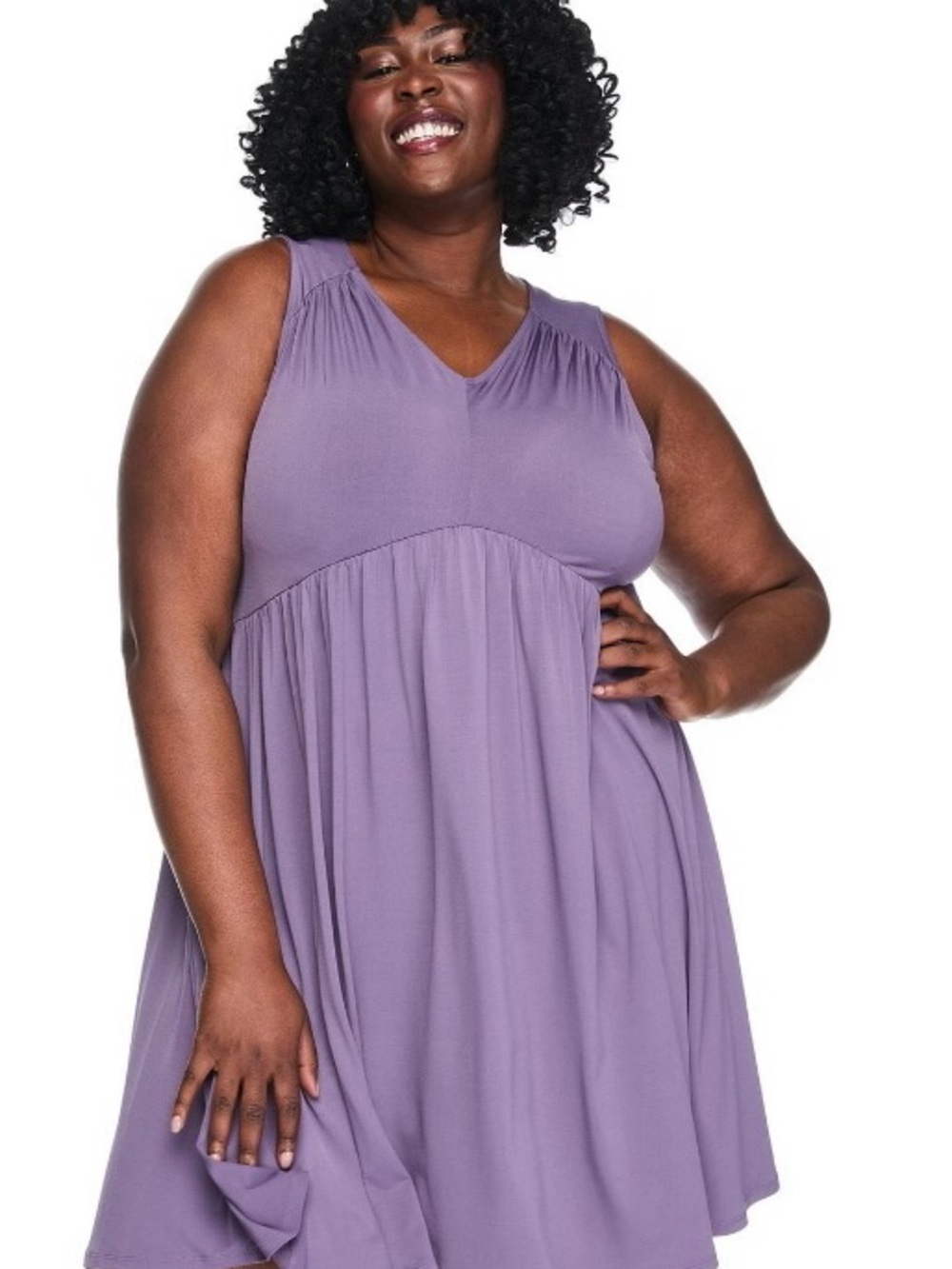 Lane Bryant Sleeveless V-Neck Lilac Swing Dress